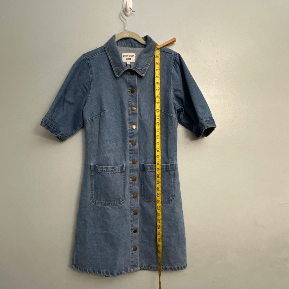Velvet heart denim dress